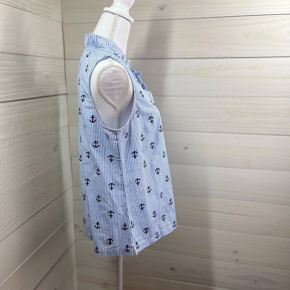 Crown & Ivy Pinstripes and Anchors Top PL - Picture 2 of 5